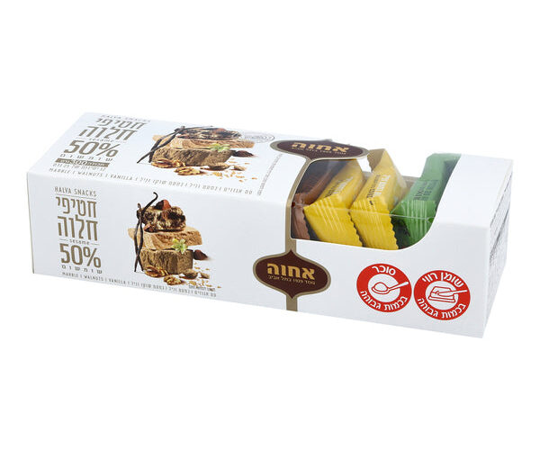 אחוה | חטיפי חלוה 50% שומשום