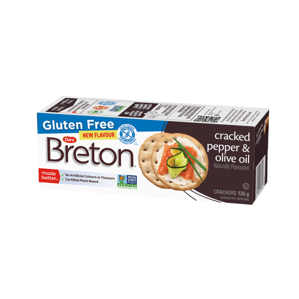 Breton | קרקר עם שמן זית ופלפל שחור ללא גלוטן